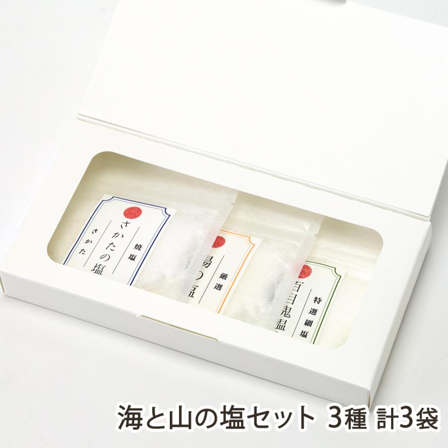 海と山の塩セット 3種 計3袋（さかたの塩・湯の塩・百目鬼温泉の塩 各1