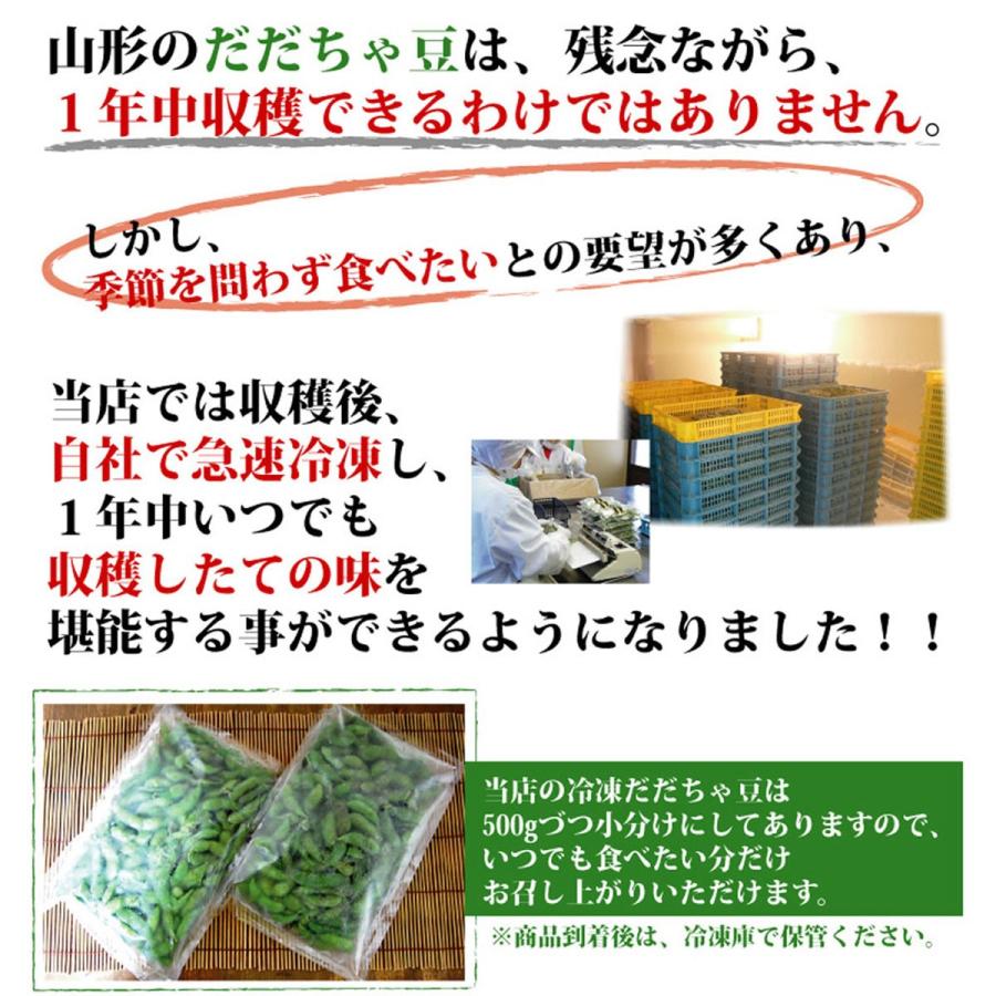 冷凍 送料無料 鶴岡市産 だだちゃ豆 1kg(500g×2) 味・コク・香りどれをとっても最高 冷凍えだまめ｜yamagatahiroba｜07