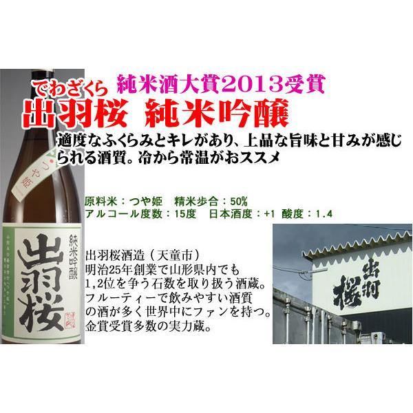 日本酒 日本酒セット 酒 飲み比べセット 山形の酒米 つや姫 6本 出羽桜・弁天・あら玉・秀鳳・東の麓・上喜元 720ml×5本、500ml×1本 送料無料 お酒｜yamagatamaru｜05