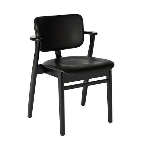artek - (アルテック)ひじ掛けいす DOMUS CHAIR(ドムスチェア) 黒いこと×革黒いこと(うしろ側・座面)(受注品) 椅子、スツール、座椅子-パーソナルチェア