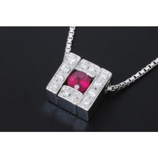 ダミアーニ ベルエポック スクエア K18WG　ホワイトゴールド　ルビー ダイヤモンド ペンダント