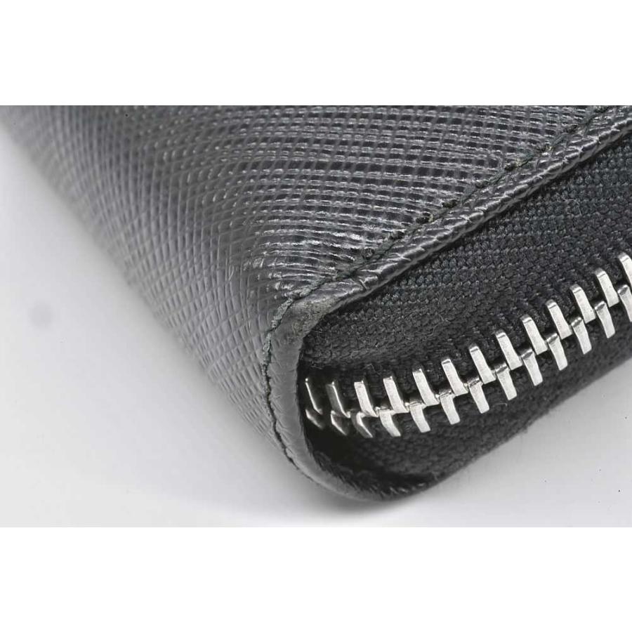 PRADA★ラウンドファスナー★二つ折り財布★サフィアーノレザー★ブラック プラダ サフィアーノレザー ジップアラウンド財布 