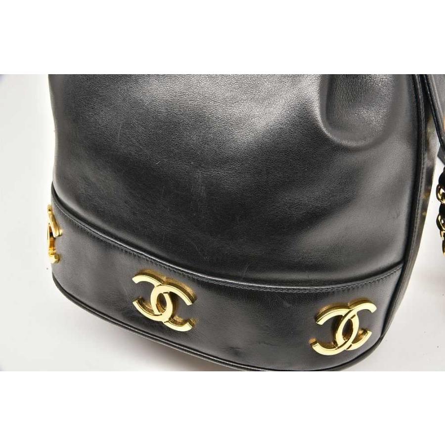 CHANEL シャネル トリプルココマーク 巾着ショルダーバッグ ラムスキン  