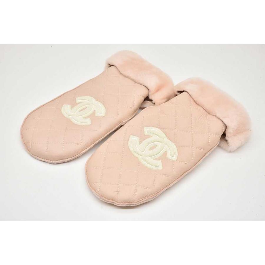 シャネル CHANEL ココマーク マトラッセ ムートンミトン 手袋 グローブ 