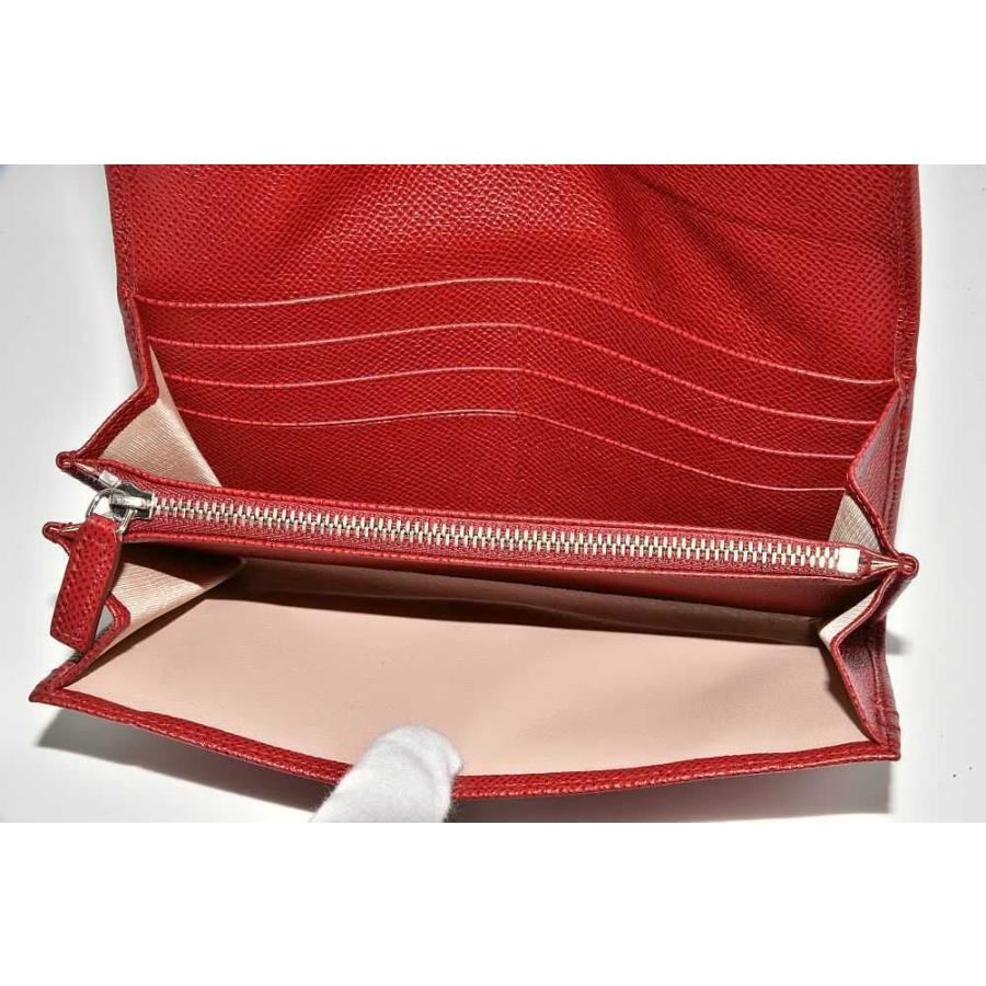 アンティーク アリゲーター レザー ウォレット 二つ折り 長財布 ルビー  