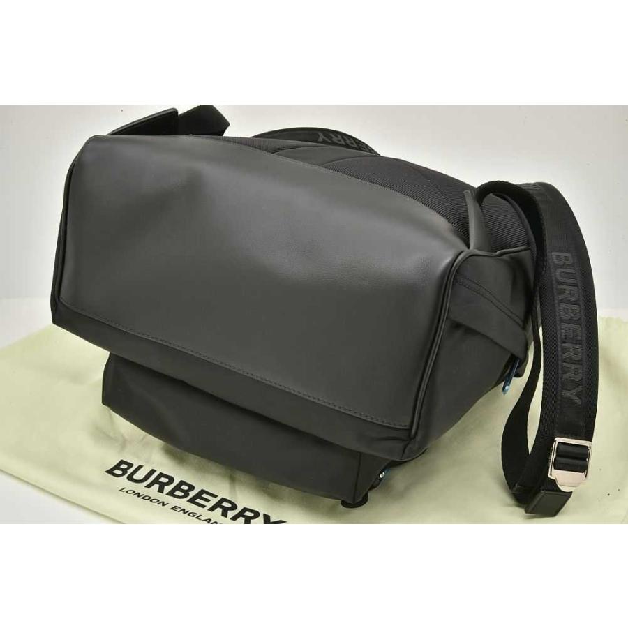 BURBERRY ブラック バックパック BURBERRY バーバリー ロゴプリント ECONYL ナイロン バック