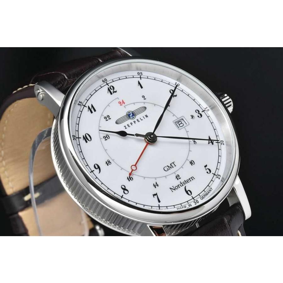 ツェッペリン ZEPPELIN 7546 GMT メンズ 革 クォーツ 白文字盤