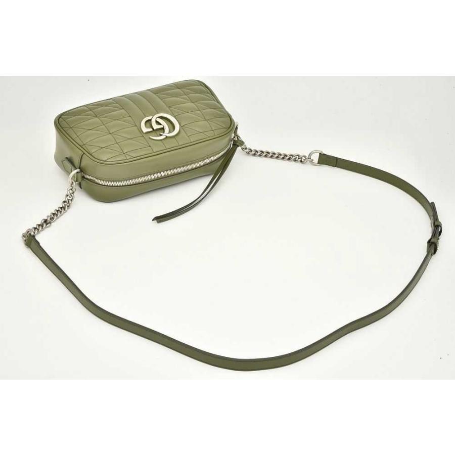 GUCCI グッチ バッグ GGマーモント ショルダーバッグ グリーン レザー ﾊﾞｯｸﾞ 447632 ショルダーバッグ
 レザー  グリーン レディース【中古】 GG Marmont グッチ GGマーモント スモール ショルダーバッグ