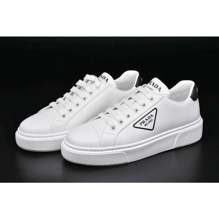 PRADA プラダ レザー ローカット レディース スニーカー 白 黒 PRADA プラダ レザー ローカット レディース スニーカー 白 黒