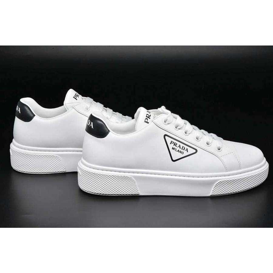 PRADA プラダ レザー ローカット レディース スニーカー 白 黒 PRADA プラダ レザー ローカット レディース スニーカー 白 黒