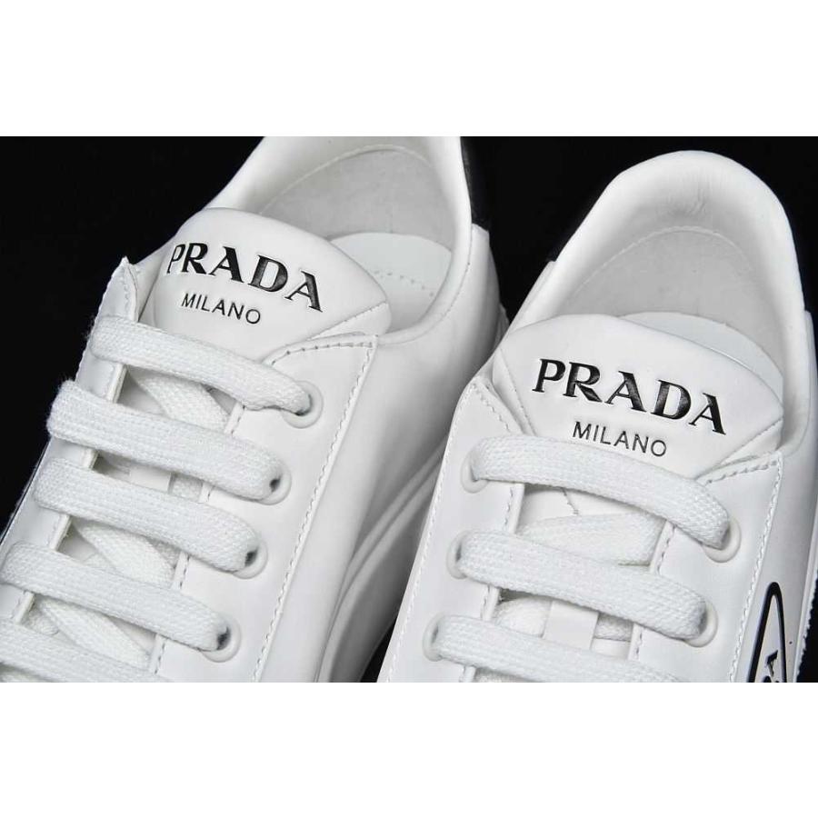 PRADA プラダ レザー ローカット レディース スニーカー 白 黒 PRADA プラダ レザー ローカット レディース スニーカー 白 黒