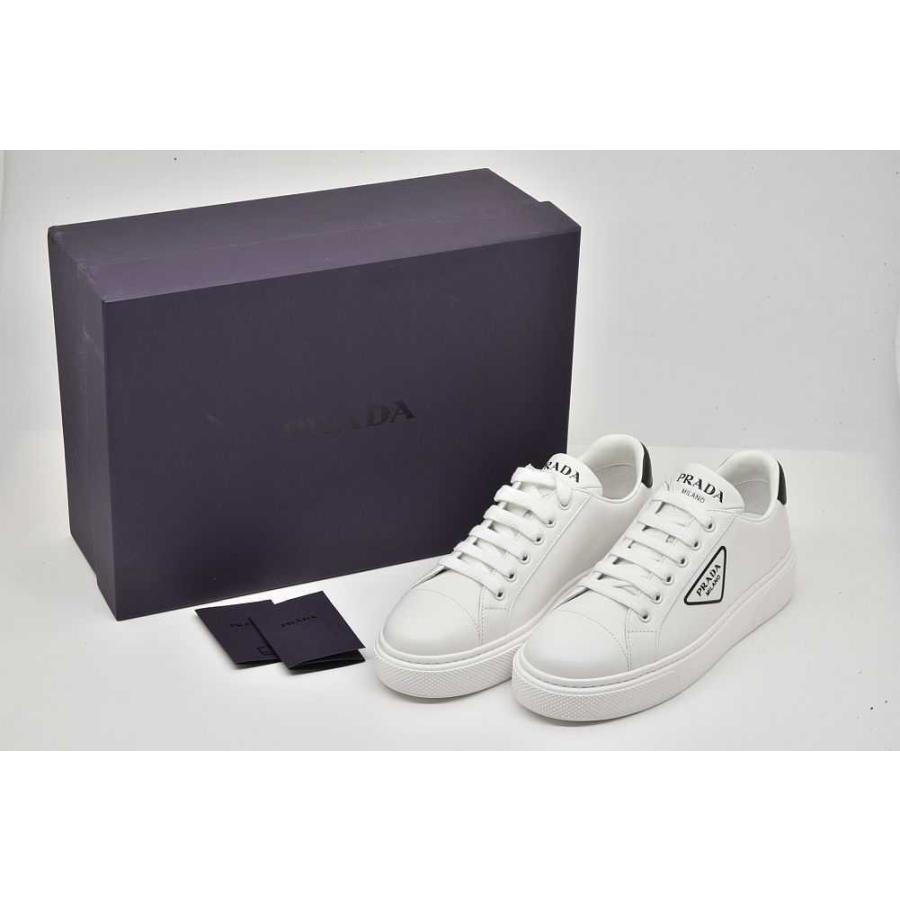 PRADA プラダ レザー ローカット レディース スニーカー 白 黒 PRADA プラダ レザー ローカット レディース スニーカー 白 黒