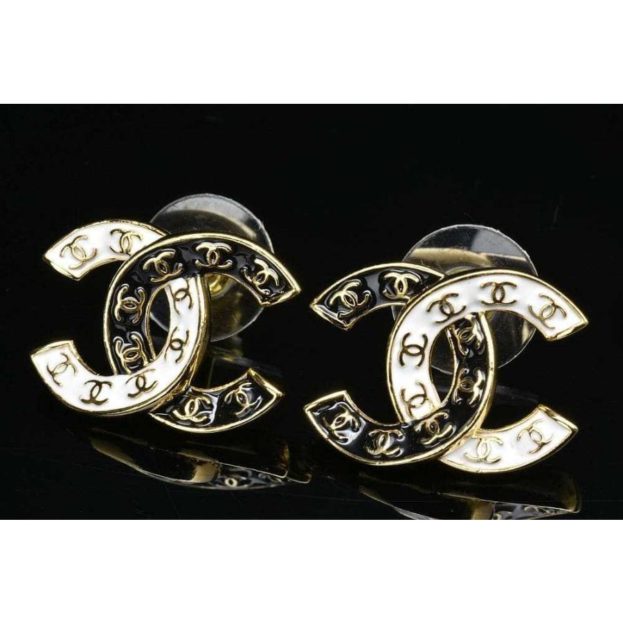 CHANEL シャネル ココマーク ピアス ゴールド ホワイト ブラック CHANEL シャネル ココマーク ピアス ゴールド ホワイト ブラック