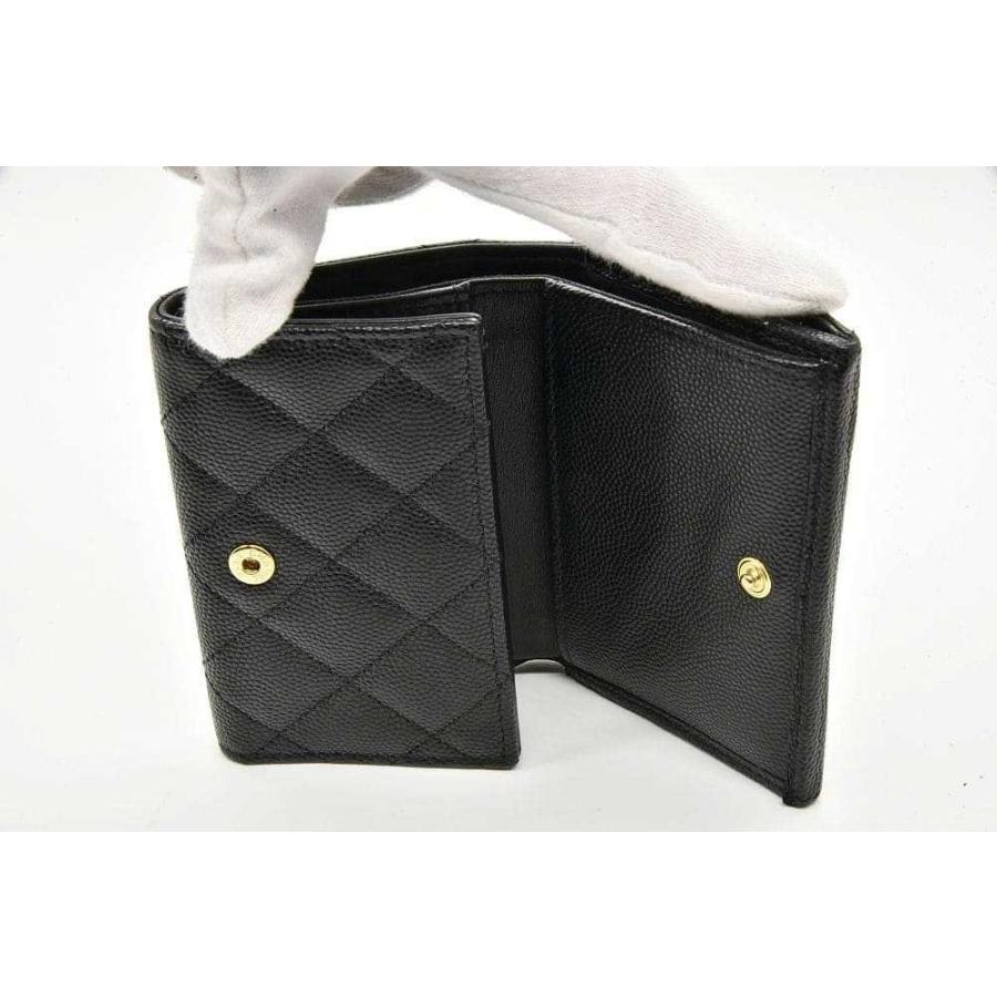 キャビアスキン シャネル スモールフラップウォレット 三つ折り財布