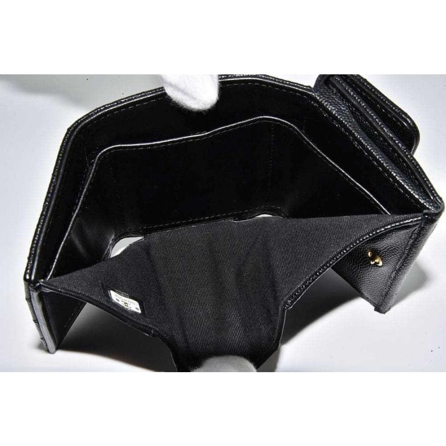 キャビアスキン シャネル スモールフラップウォレット 三つ折り財布