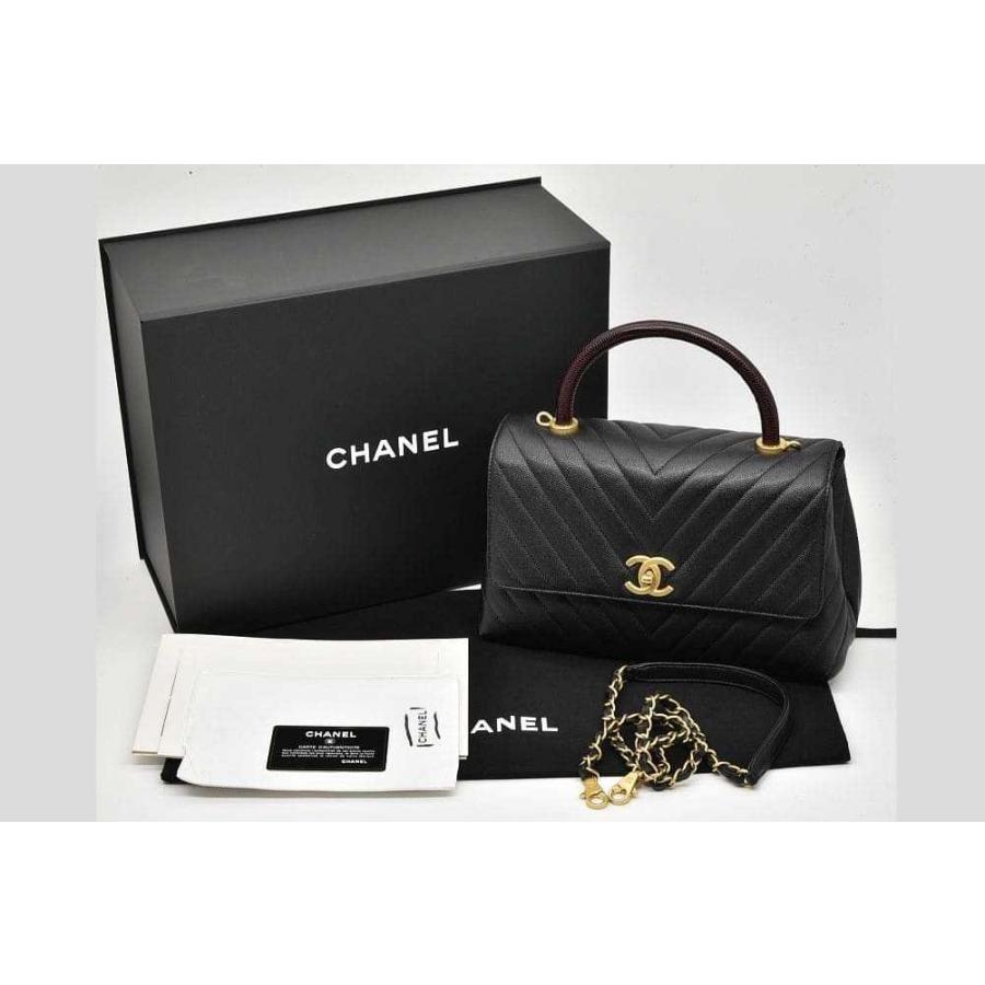 CHANEL シャネル シェブロン ラージ トップハンドル フラップバッグ  