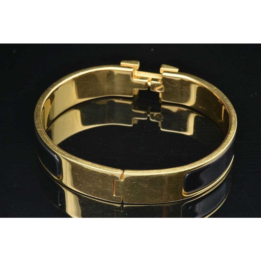 HERMES エルメス　バングル　クリックH ブラック×ゴールド　PM クリックH エルメス エナメルブレスレット PM バングル ゴールド