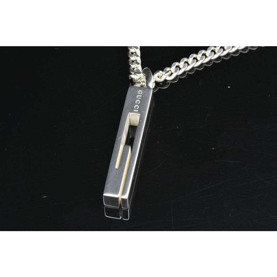 【美品】GUCCI グッチ カットアウトGバー ネックレス シルバー925 GUCCI（グッチ） カットアウトG ペンダント ネックレス Gバー AG925