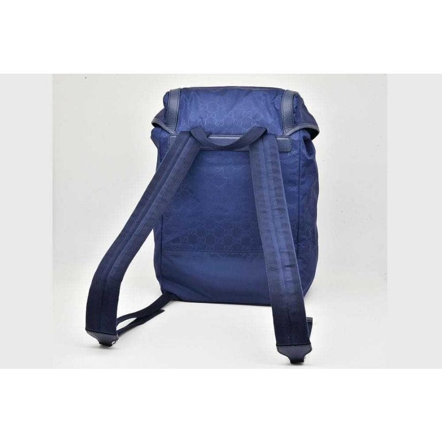 GUCCI グッチ GGナイロン バックパック リュックサック デイパック レザー ネイビー 紺 シルバー金具 アウトレット品 510336 GUCCI（グッチ） GGナイロン バックパック デイパック リュック