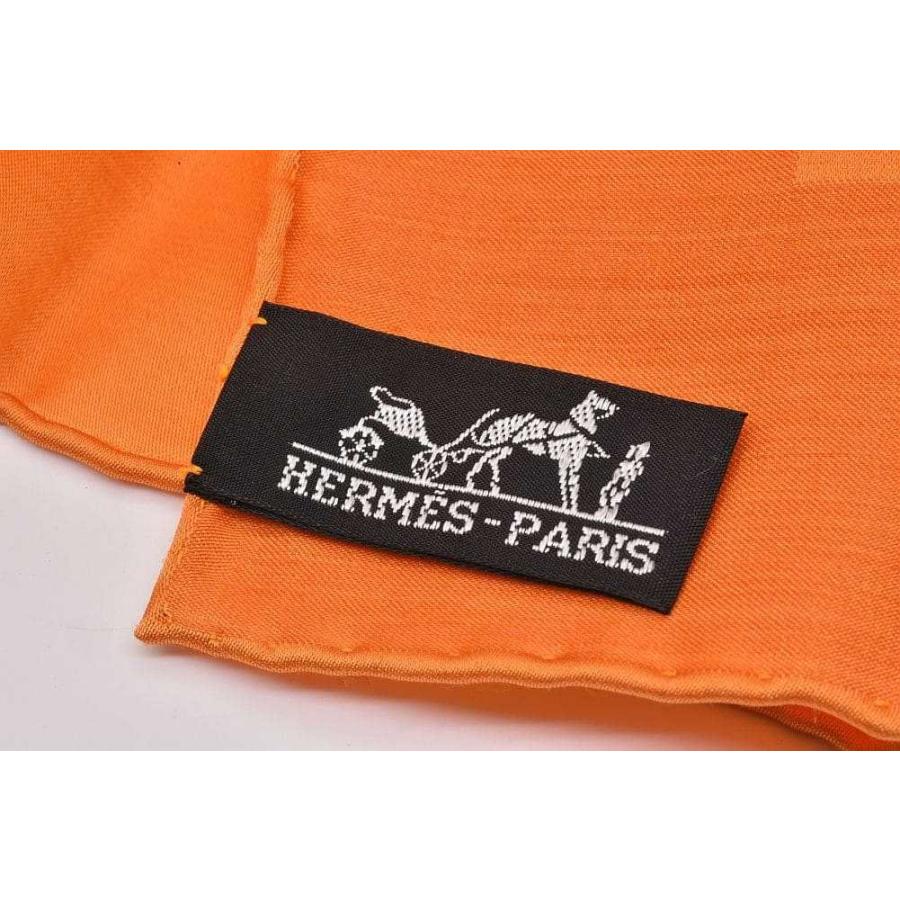 美品　エルメススカーフ　オレンジ エルメスロゴ柄 HERMES（エルメス） スカーフ カレ90 柄 オレンジ 中古 アトランティス