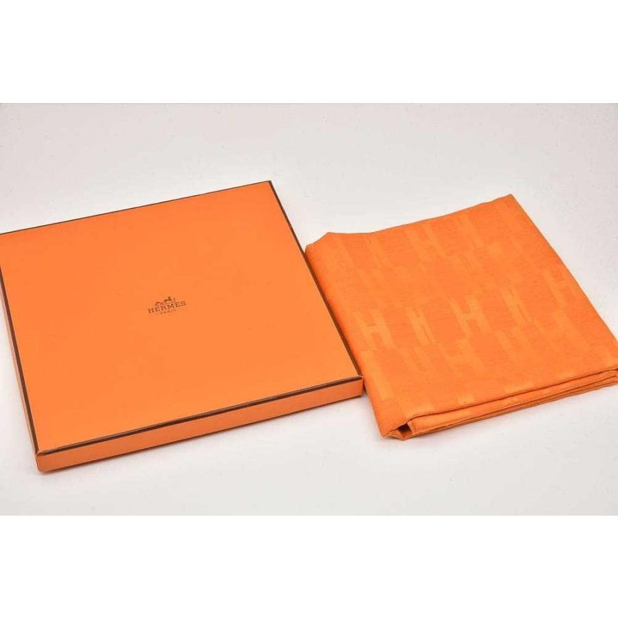 HERMES エルメス　シルクシフォンショールH柄フリンジ付き HERMES（エルメス） ストール ニュー・リブリス シフォン シルク100