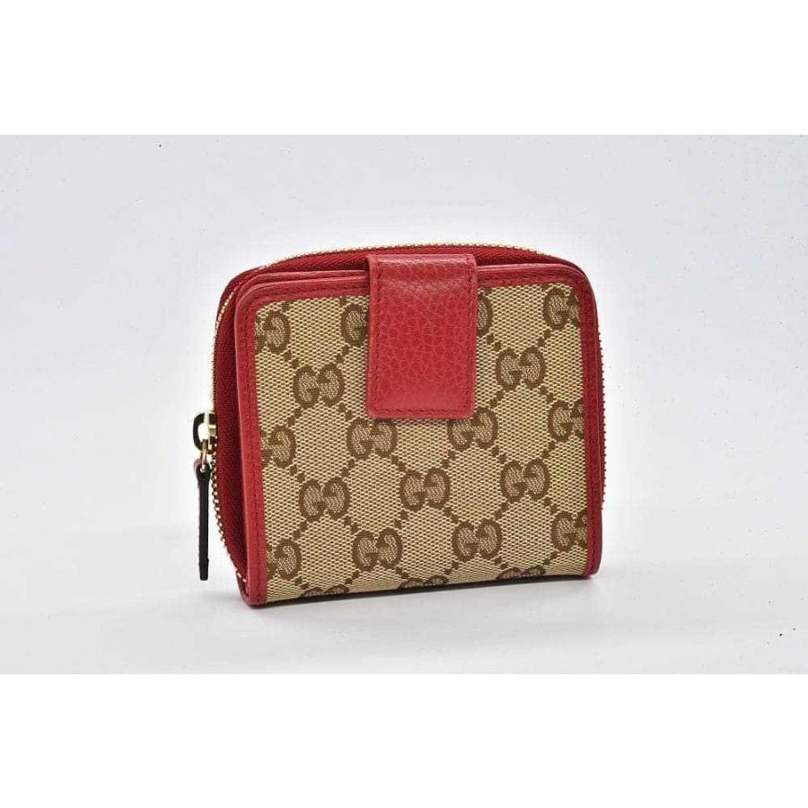 グッチ　GGキャンバス　二つ折り財布 ベージュ/レッド GUCCI（グッチ） GGキャンバス コンパクトウォレット 二つ折り財布