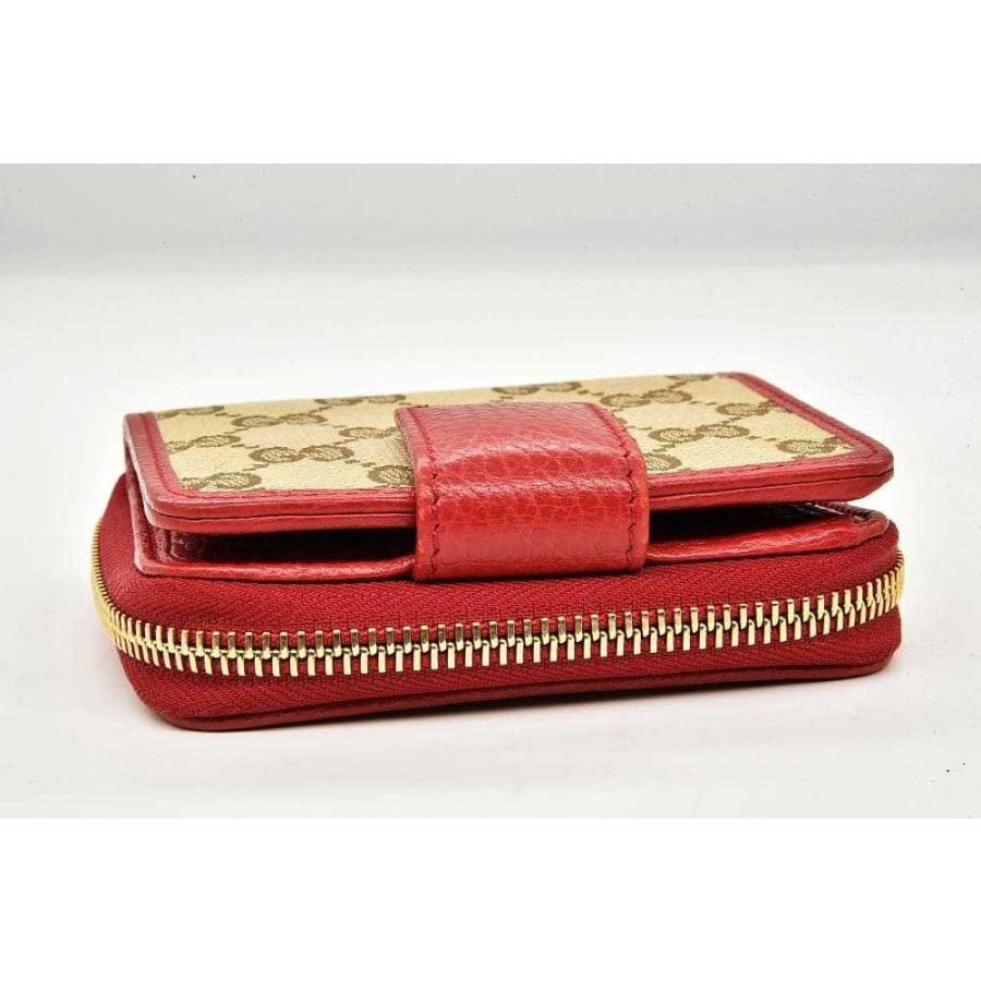 GUCCI GGキャンバス 二つ折り財布 ベージュ/レッド GUCCI（グッチ） GGキャンバス コンパクトウォレット 二つ折り財布