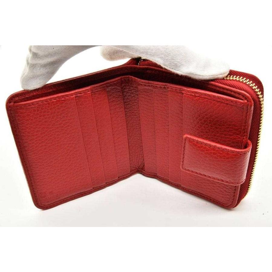 GUCCI GGキャンバス 二つ折り財布 ベージュ/レッド GUCCI（グッチ） GGキャンバス コンパクトウォレット 二つ折り財布