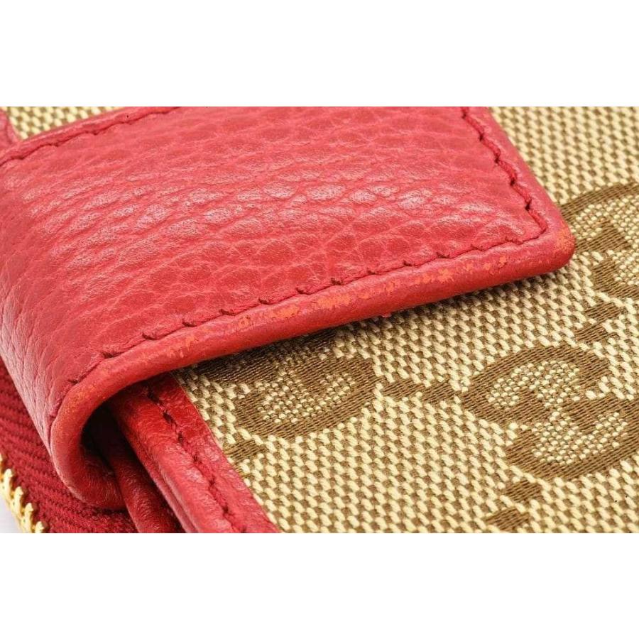 グッチ　GGキャンバス　二つ折り財布 ベージュ/レッド GUCCI（グッチ） GGキャンバス コンパクトウォレット 二つ折り財布