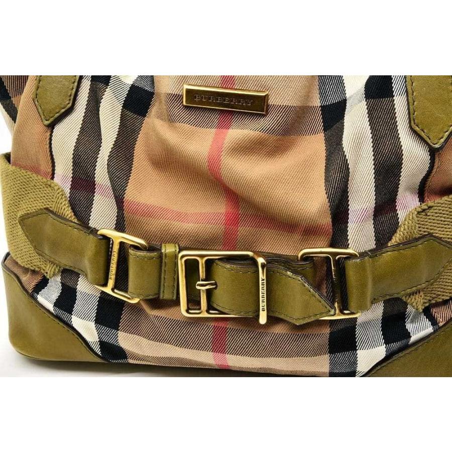 バーバリー ハウスチェック レザー トートバッグ ハンドバッグ 2WAY ショルダーバッグ グリーン ベージュ 3763787 | BURBERRY | 02
