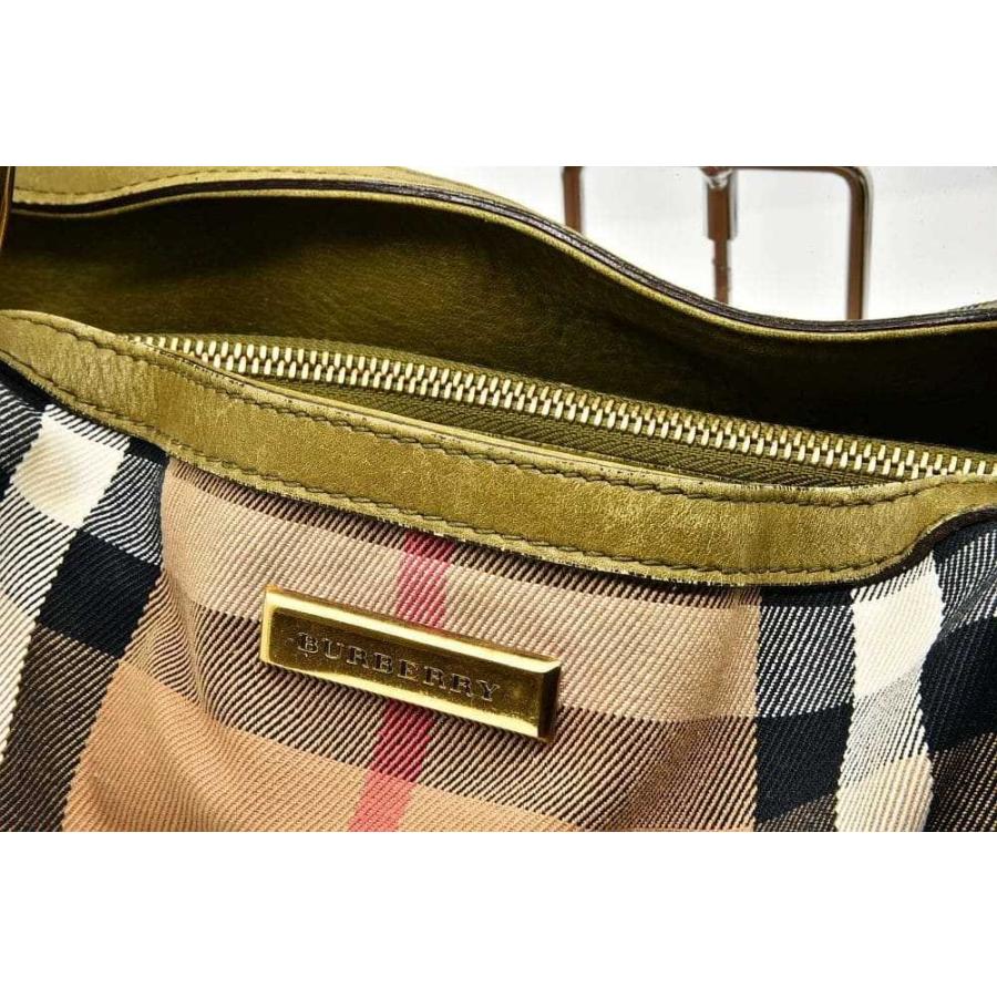 バーバリー ハウスチェック レザー トートバッグ ハンドバッグ 2WAY ショルダーバッグ グリーン ベージュ 3763787 | BURBERRY | 04