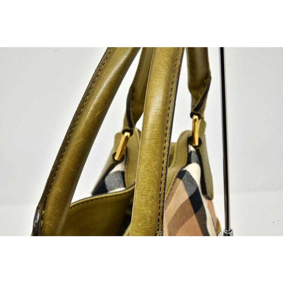 バーバリー ハウスチェック レザー トートバッグ ハンドバッグ 2WAY ショルダーバッグ グリーン ベージュ 3763787 | BURBERRY | 05