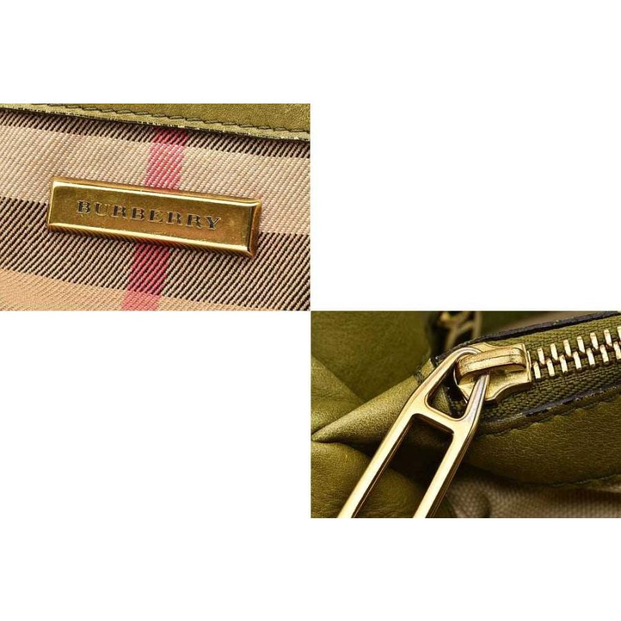 バーバリー ハウスチェック レザー トートバッグ ハンドバッグ 2WAY ショルダーバッグ グリーン ベージュ 3763787 | BURBERRY | 08
