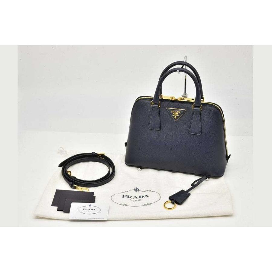 H*a様 最終お値下げ！PRADA サフィアーノ　プロムナード　ネイビー PRADA（プラダ） サフィアーノ ビジネスバッグ レザー ブルー メンズ