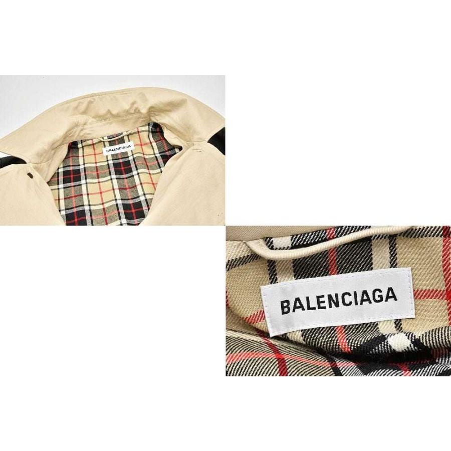 BALENCIAGA（バレンシアガ） レザー 切り替えコート コットン ウール 