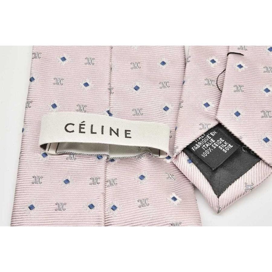 CELINE（セリーヌ） ネクタイ トリオンフ柄 ピンク シルク100% : 駅南