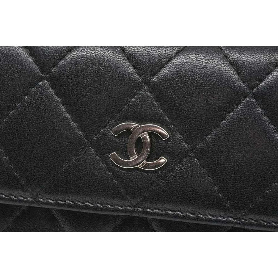 CHANEL シャネル ラウンドファスナー カード 小銭入れ マトラッセ ラムスキン ケース ブラック レディース CHANEL（シャネル） マトラッセ コインケース ラウンドファスナー