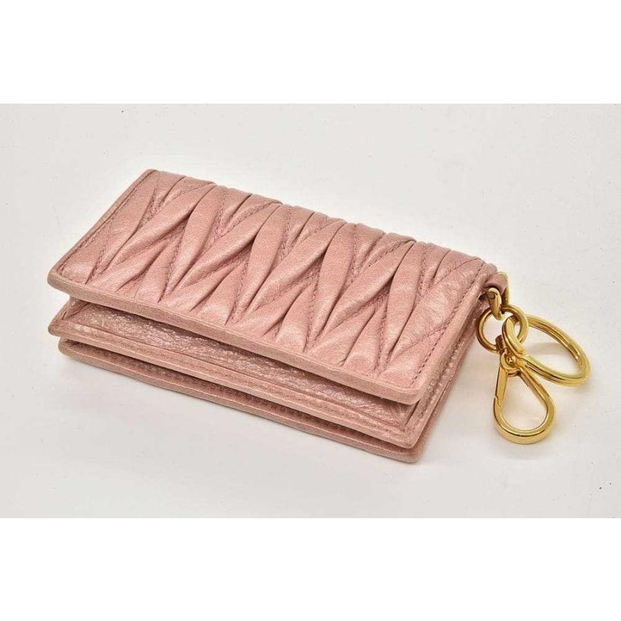 RFID認証済✨ミュウミュウ マテラッセ レザーカードケース 二つ折り ピンク miu miu（ミュウミュウ） マテラッセレザー 二つ折り財布 5ML024-AFPP