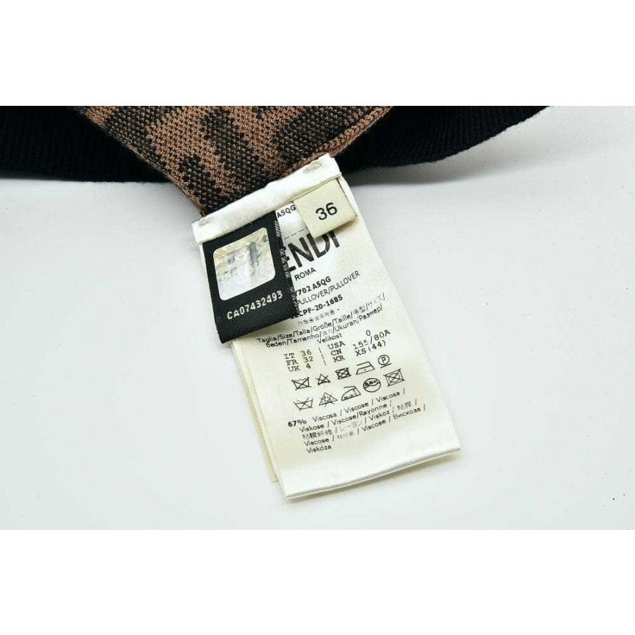 フェンディ FFロゴ セーター 半袖 ズッカ柄 レディース タイトフィット FZY702 A5QGの画像