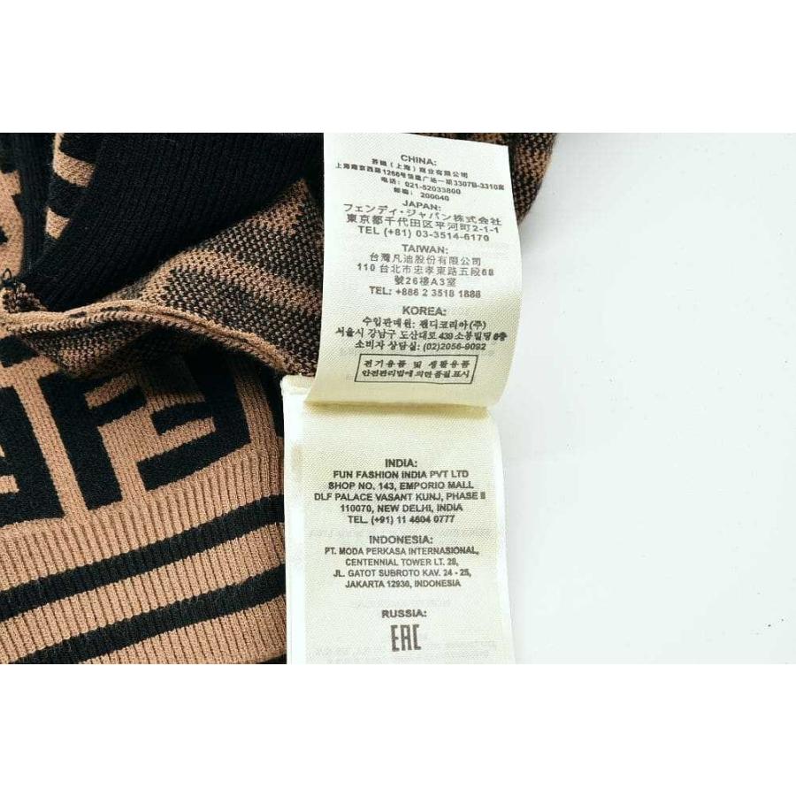 フェンディ FFロゴ セーター 半袖 ズッカ柄 レディース タイトフィット FZY702 A5QGの画像