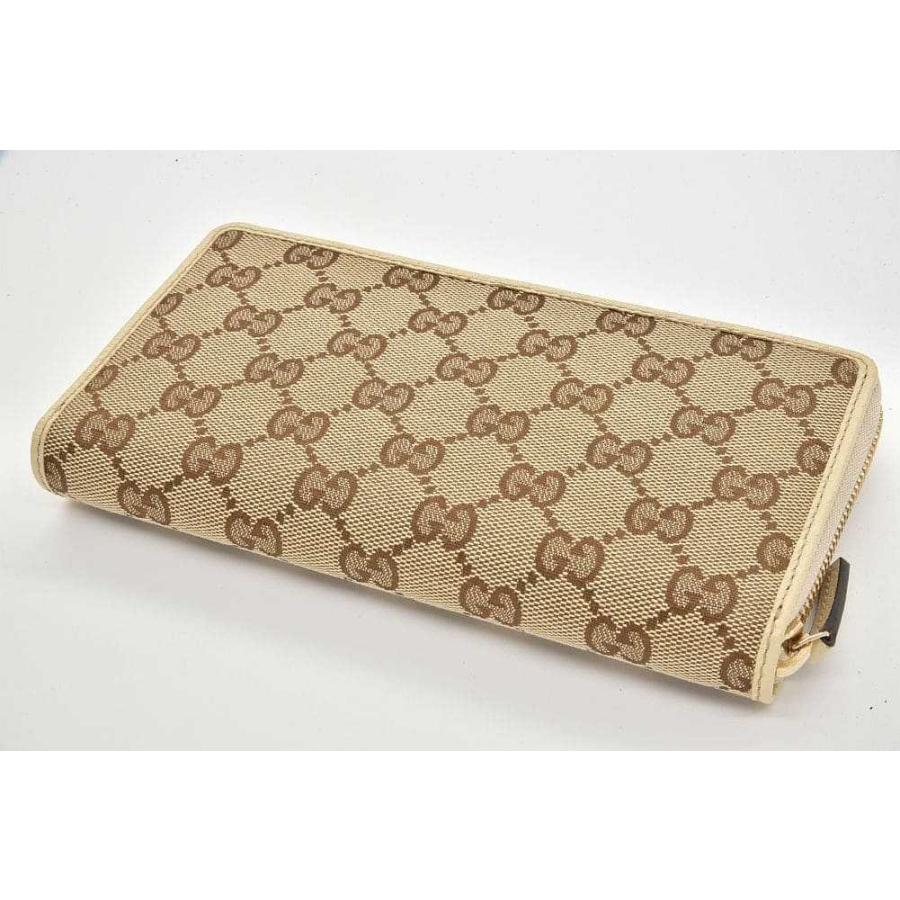 GUCCI GGキャンバス 長財布 GGキャンバス グッチ ラウンドファスナー長財布 ベージュ アイボリー