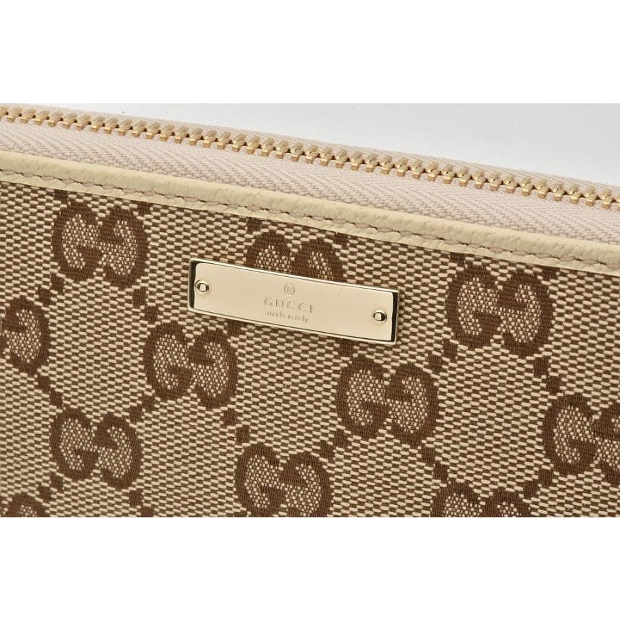 GGキャンバス グッチ ラウンドファスナー長財布 ベージュ アイボリー