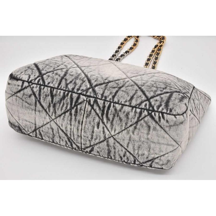 CHANEL 19 シャネル デニム チェーンショルダー トートバッグ グレー 