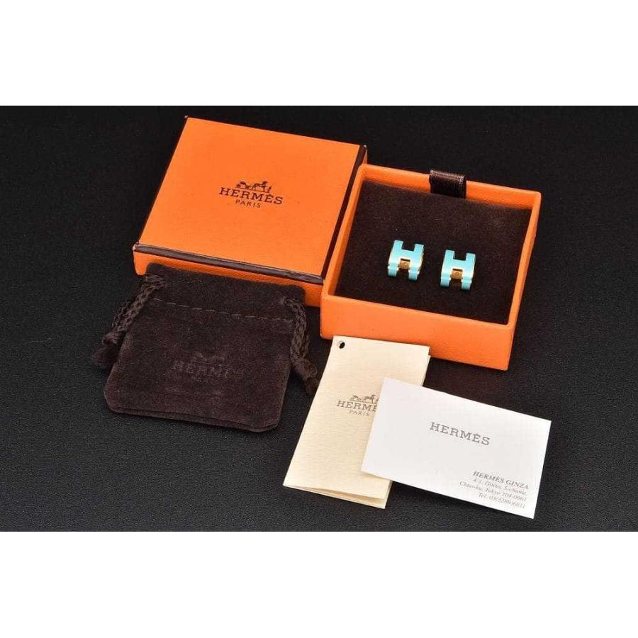 HERMES（エルメス） ミニポップH アッシュ ピアス ターコイズブルー