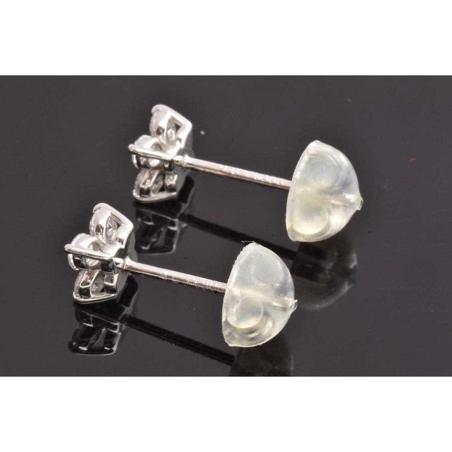 4°C PT900ダイヤモンド付きペアピアス 4℃（ヨンドシー） フラワーモチーフピアス PT900 プラチナ