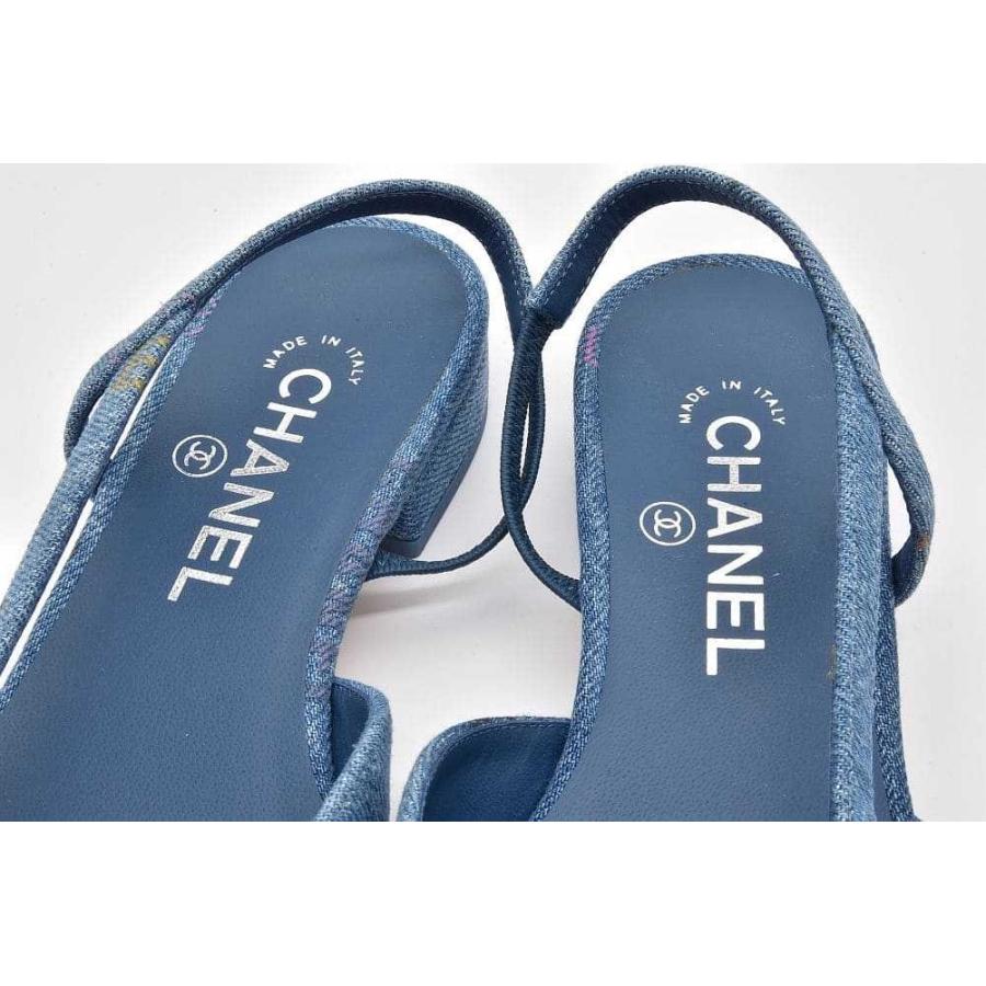 CHANEL（シャネル） スリングバックシューズ デニム パンプス ブルー