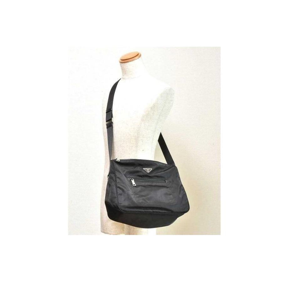 美品 プラダ PRADA ナイロン レザー ショルダーバッグ NERO ブラック PRADA(プラダ) 90's~ Nylon leather one-shoulder bag ナイロン レザー