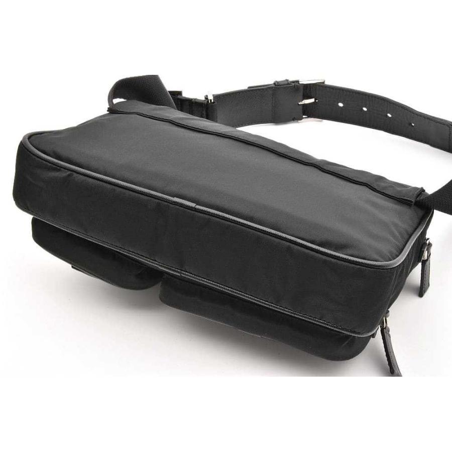 【美品】プラダ ボディバッグ ナイロン レザー 三角ロゴ ベルトバッグ ブラック PRADA（プラダ） トライアングルロゴ ベルトバッグ ウエストバッグ
