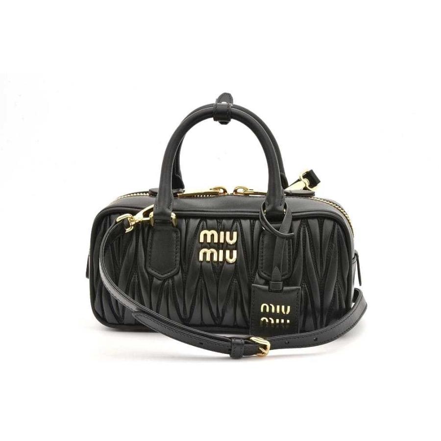 ミュウミュウ アルカディ マテラッセレザー ハンドバッグ 2WAY ショルダーバッグ ブラック NERO 5BB142【未使用】 | miu miu