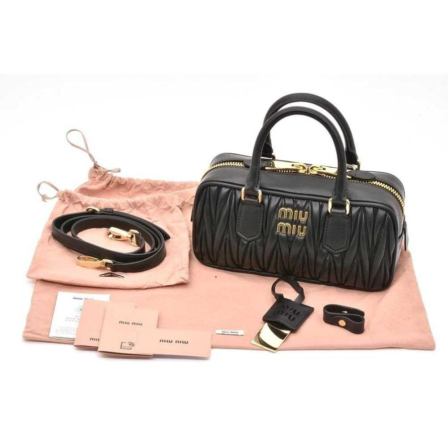 ミュウミュウ アルカディ マテラッセレザー ハンドバッグ 2WAY ショルダーバッグ ブラック NERO 5BB142【未使用】 | miu miu | 06